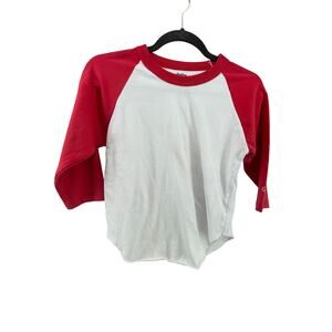 Rawlings Boys White Red Raglan Baseball Long Sleeve T-Shirt Youth Size Small